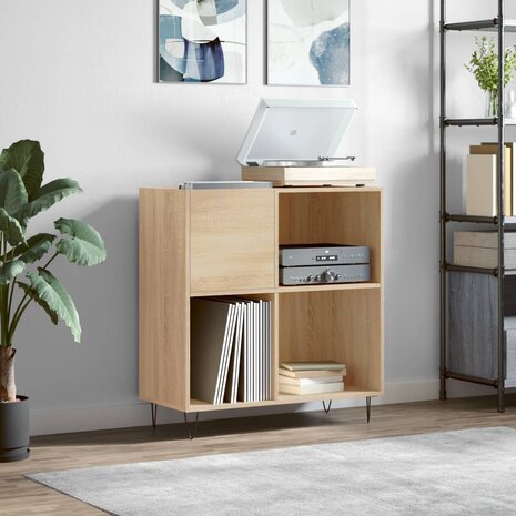 Platenkast 84,5x38x89 cm bewerkt hout sonoma eikenkleurig 1