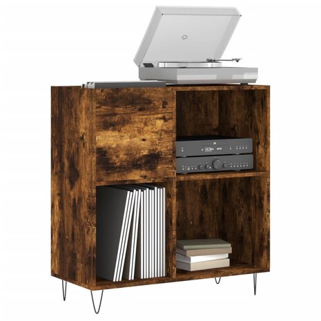 Platenkast 84,5x38x89 cm bewerkt hout gerookt eikenkleurig 3