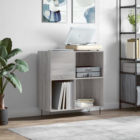 Platenkast 84,5x38x89 cm bewerkt hout grijs sonoma eikenkleurig 1