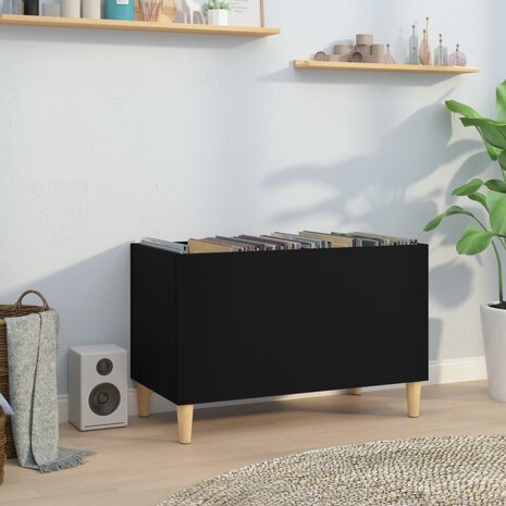Platenkast 74,5x38x48 cm bewerkt hout zwart 1