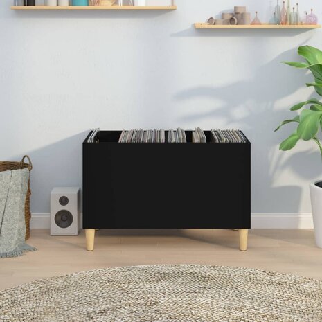 Platenkast 74,5x38x48 cm bewerkt hout zwart 3