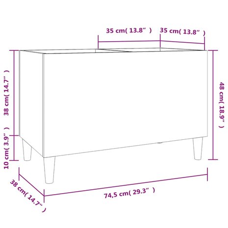 Platenkast 74,5x38x48 cm bewerkt hout zwart 8