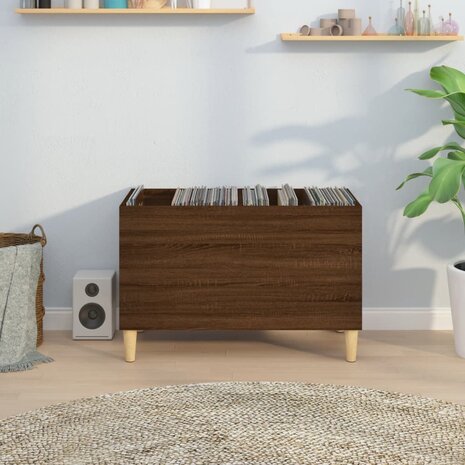 Platenkast 74,5x38x48 cm bewerkt hout bruin eikenkleur 3