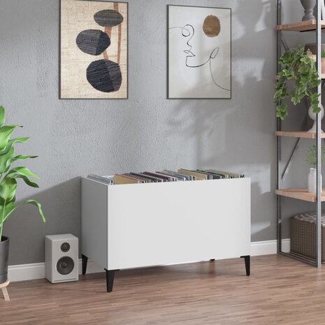 Platenkast 74,5x38x48 cm bewerkt hout wit 1