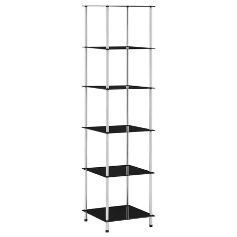 Kastje 6-laags 40x40x160 cm gehard glas zwart 1