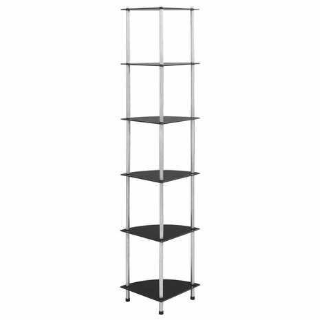 Kastje 6-laags 30x30x160 cm gehard glas zwart 4