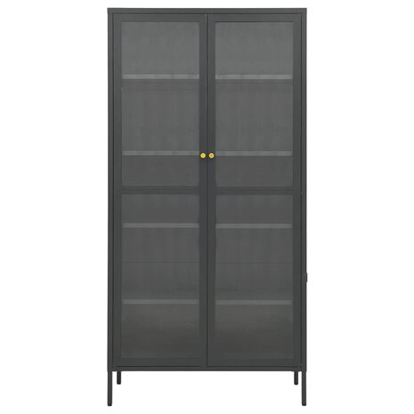 Vitrinekast 90x40x180 cm staal en gehard glas antracietkleurig 4