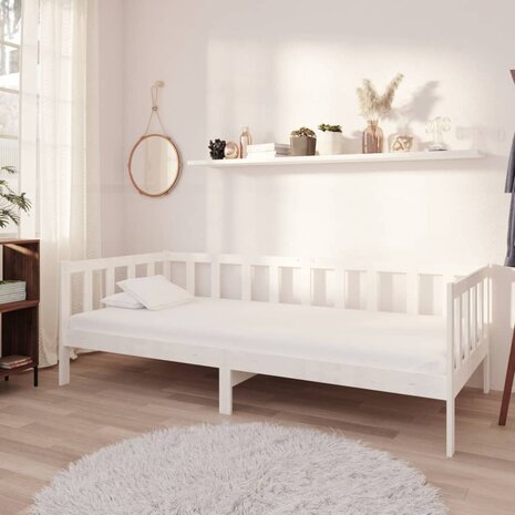 Bedbank massief grenenhout wit 90x200 cm 1