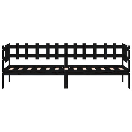 Slaapbank 90x190 cm massief grenenhout zwart 4