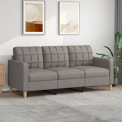 Driezitsbank 180 cm stof taupe 1