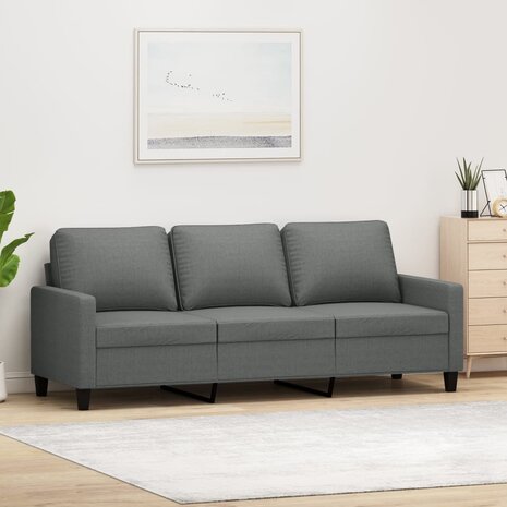Driezitsbank 180 cm stof donkergrijs 1