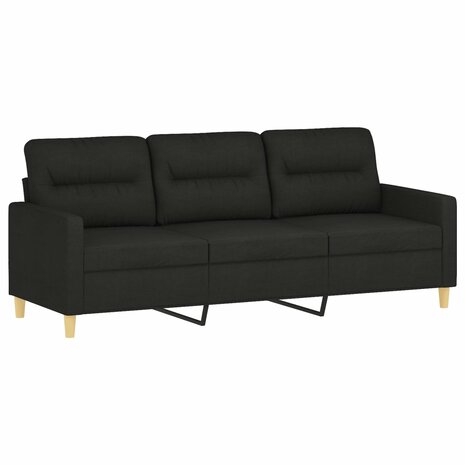 Driezitsbank 180 cm stof zwart 2