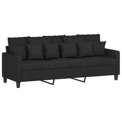 Driezitsbank 180 cm stof zwart 2