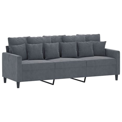 Driezitsbank 180 cm fluweel donkergrijs 2