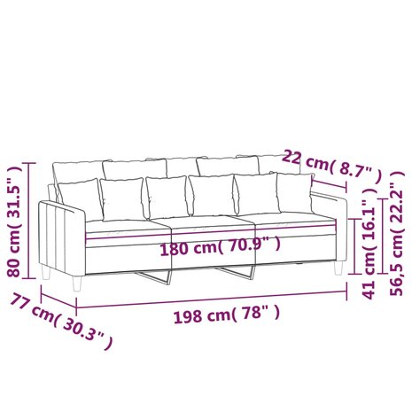 Driezitsbank 180 cm fluweel donkergroen 8