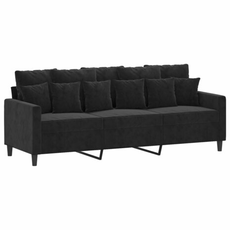 Driezitsbank 180 cm fluweel zwart 2