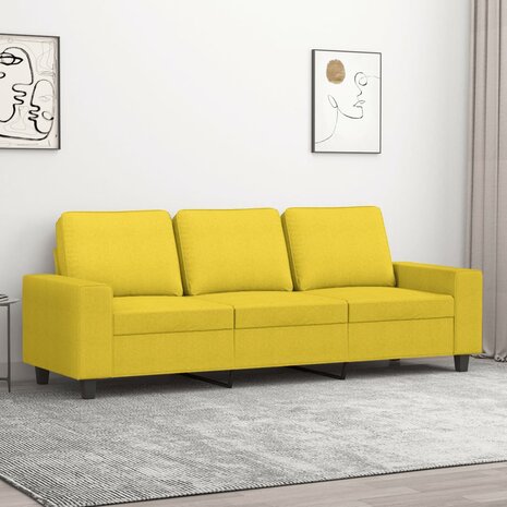 Driezitsbank 180 cm stof lichtgeel 1