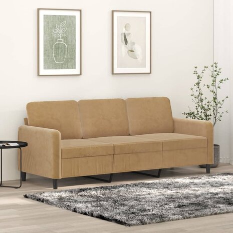 Driezitsbank 180 cm fluweel bruin 1