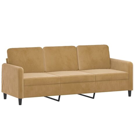 Driezitsbank 180 cm fluweel bruin 2