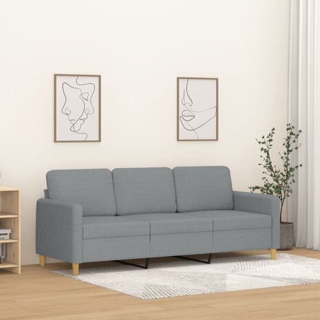 Driezitsbank 180 cm stof lichtgrijs 1