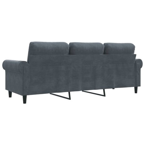 Driezitsbank 180 cm fluweel donkergrijs 6