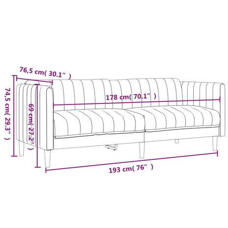 Driezitsbank stof taupe 9