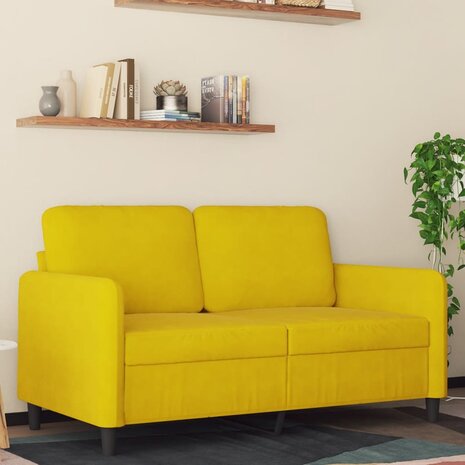 Tweezitsbank 120 cm fluweel geel 1