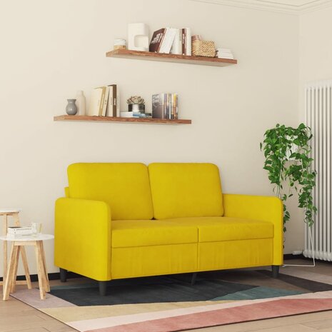 Tweezitsbank 120 cm fluweel geel 3