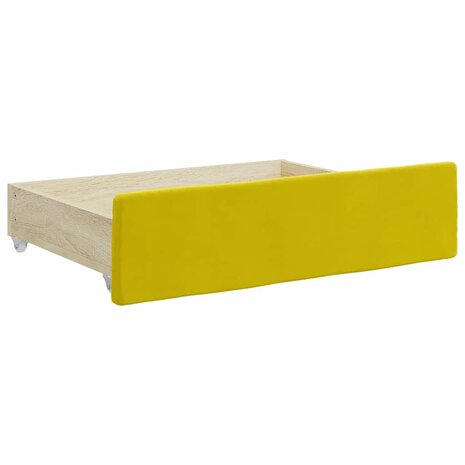 Bedlades 2 st bewerkt hout en fluweel geel 3