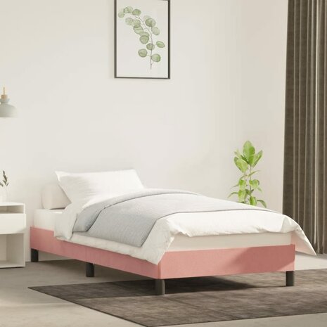 Bedframe fluweel roze 100x200 cm 1