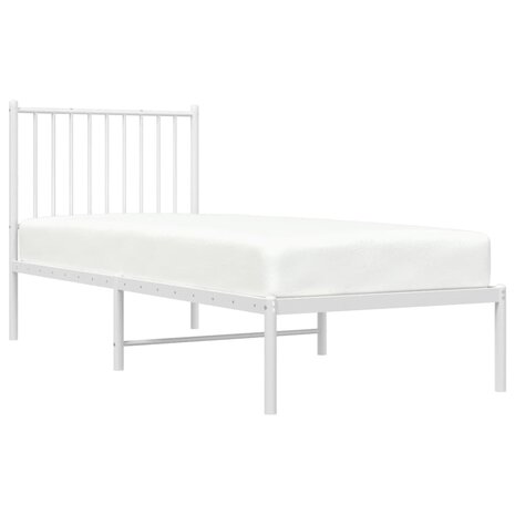Bedframe met hoofdbord zonder matras metaal wit 75x190 cm 4