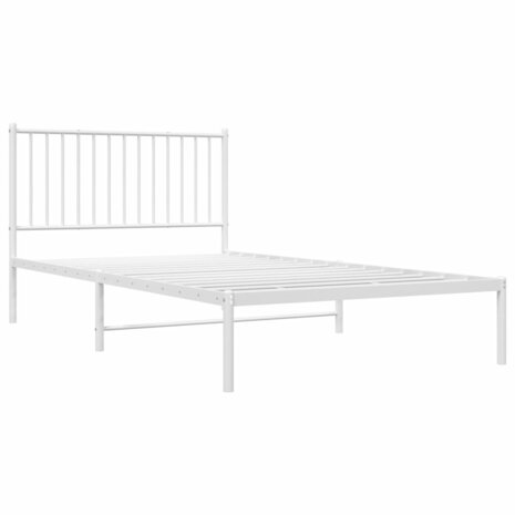 Bedframe met hoofdbord metaal wit 107x203 cm 3