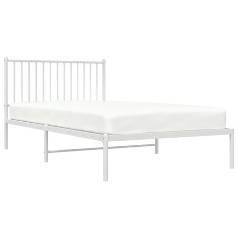 Bedframe met hoofdbord metaal wit 107x203 cm 4