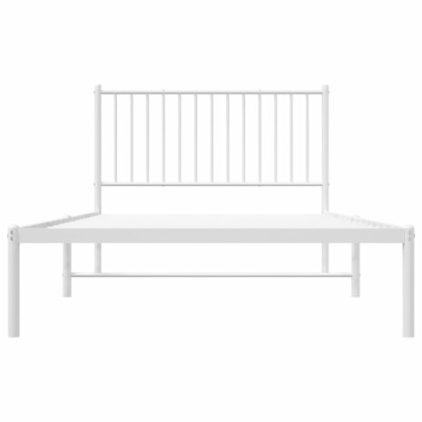 Bedframe met hoofdbord metaal wit 107x203 cm 5