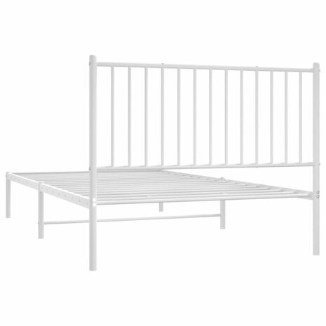 Bedframe met hoofdbord metaal wit 107x203 cm 7