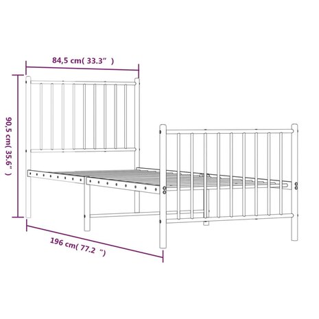 Bedframe met hoofd- en voeteneinde metaal wit 80x200 cm 9
