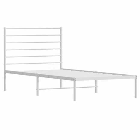 Bedframe met hoofdbord metaal wit 107x203 cm 3
