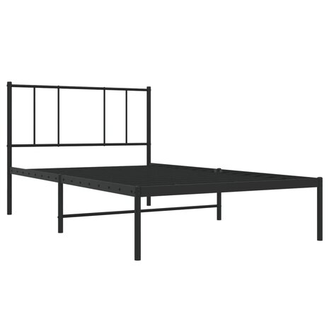 Bedframe met hoofdbord metaal zwart 100x190 cm 3