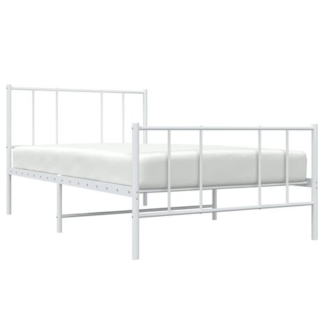 Bedframe met hoofd- en voeteneinde metaal wit 100x190 cm 5