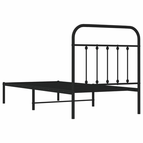 Bedframe met hoofdbord metaal zwart 90x200 cm 8