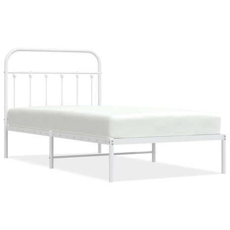 Bedframe met hoofdbord metaal wit 100x190 cm 2