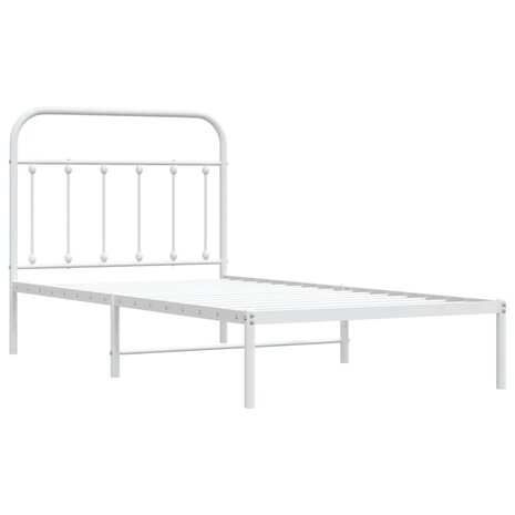 Bedframe met hoofdbord metaal wit 100x190 cm 3