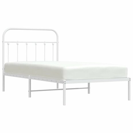 Bedframe met hoofdbord metaal wit 100x190 cm 6