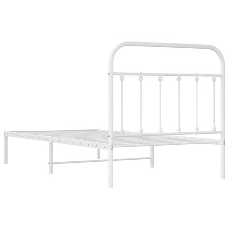 Bedframe met hoofdbord metaal wit 100x190 cm 8