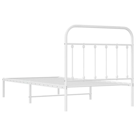 Bedframe met hoofdbord metaal wit 100x190 cm 9
