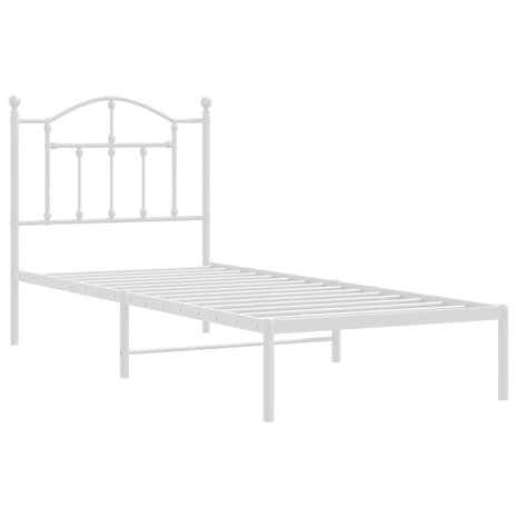Bedframe met hoofdbord metaal wit 90x200 cm 3