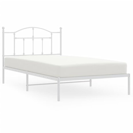Bedframe met hoofdbord metaal wit 107x203 cm 2