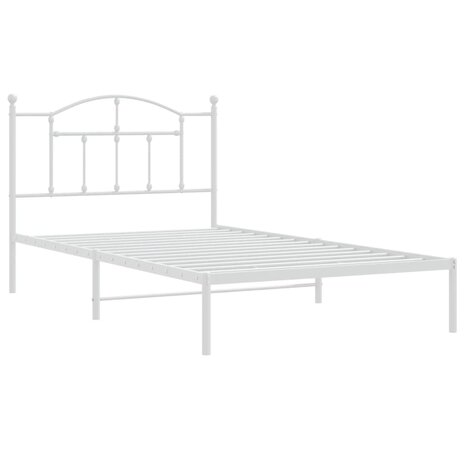 Bedframe met hoofdbord metaal wit 107x203 cm 3