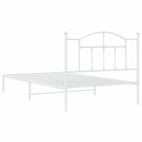 Bedframe met hoofdbord metaal wit 107x203 cm 7