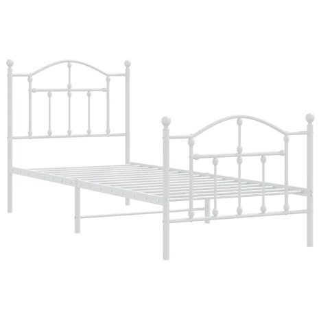 Bedframe met hoofd- en voeteneinde metaal wit 90x190 cm 3